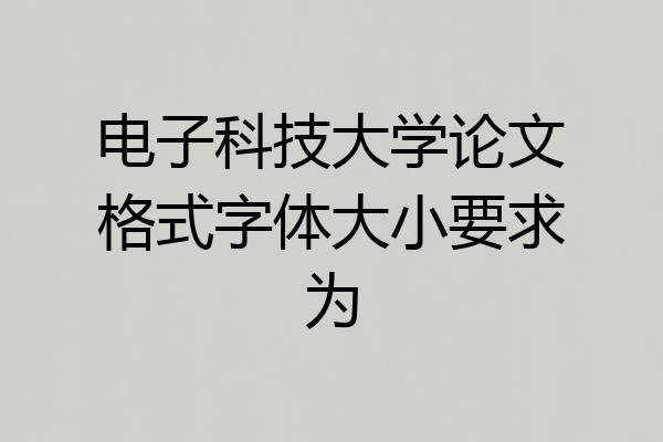 电子科技大学论文格式字体大小要求为
