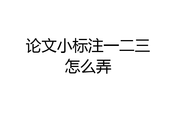 论文小标注一二三怎么弄