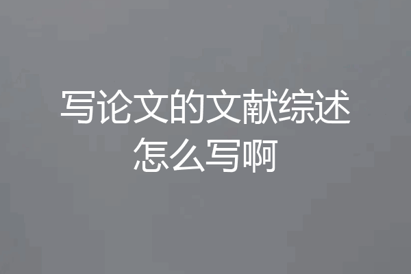 写论文的文献综述怎么写啊