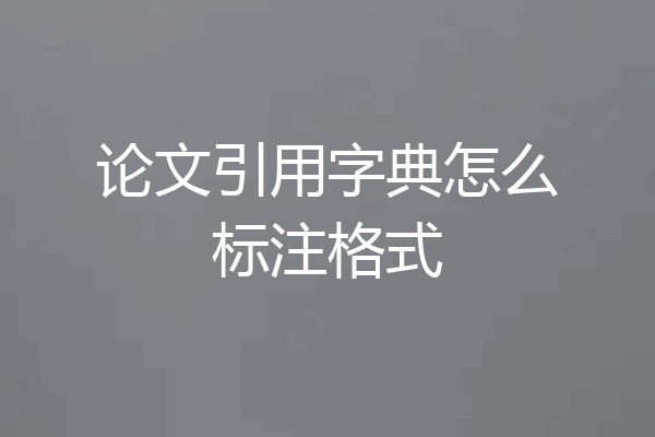 论文引用字典怎么标注格式