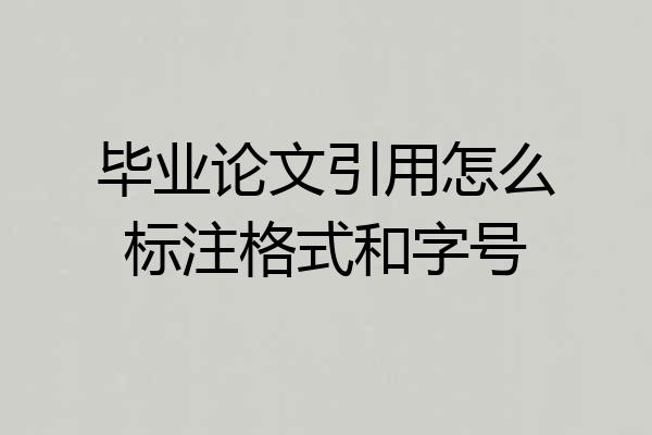 毕业论文引用怎么标注格式和字号