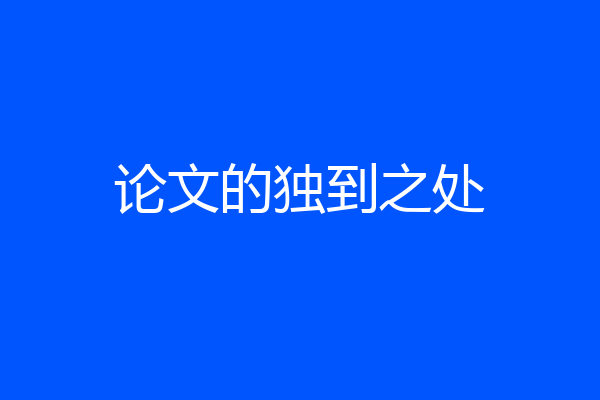 论文的独到之处