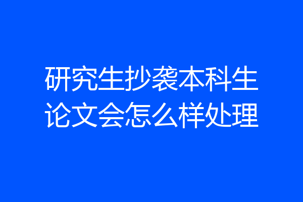研究生抄袭本科生论文会怎么样处理