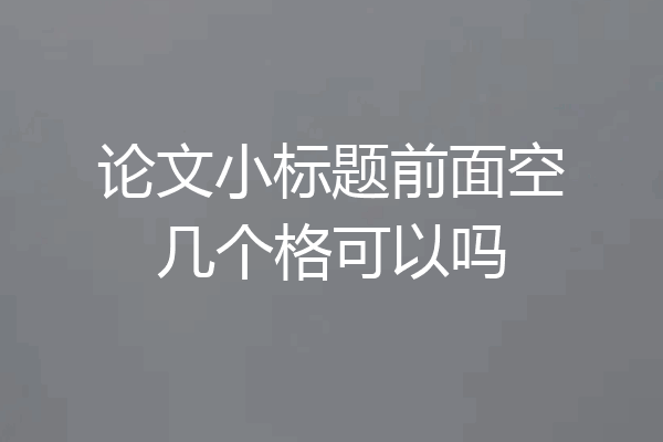 论文小标题前面空几个格可以吗