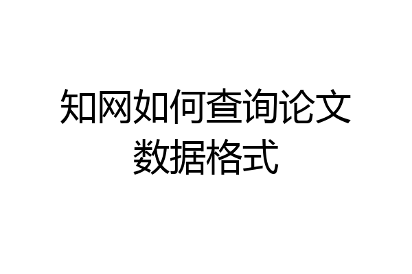 知网如何查询论文数据格式