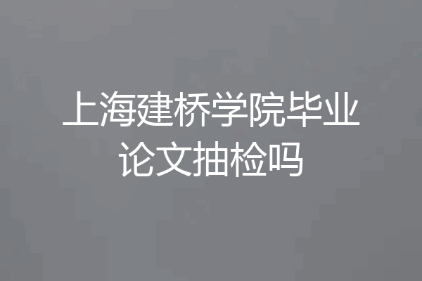 上海建桥学院毕业论文抽检吗