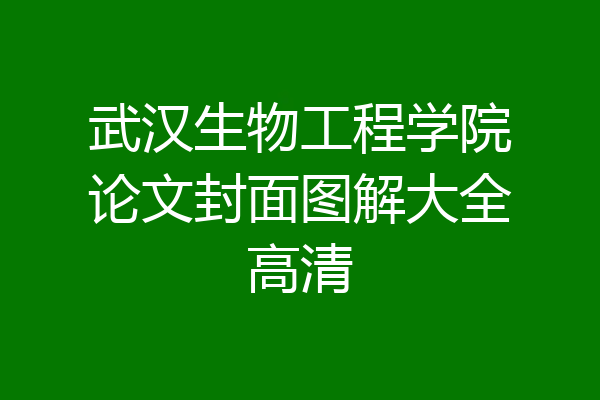 武汉生物工程学院论文封面图解大全高清
