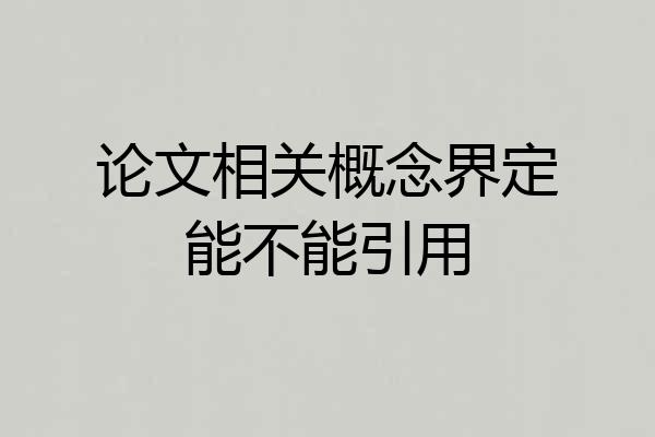 论文相关概念界定能不能引用