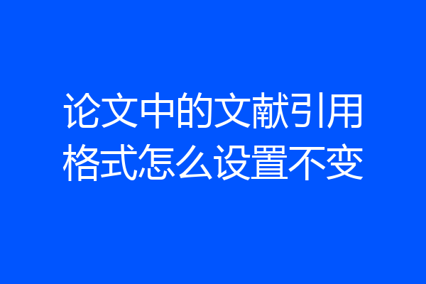 论文中的文献引用格式怎么设置不变