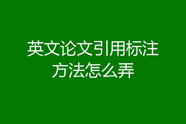 英文论文引用标注方法怎么弄