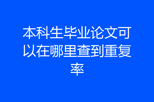 本科生毕业论文可以在哪里查到重复率