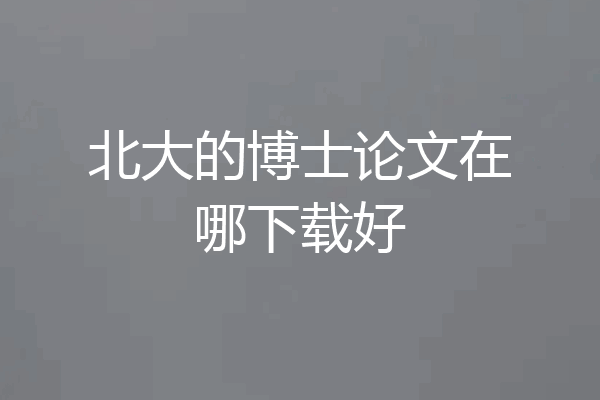 北大的博士论文在哪下载好