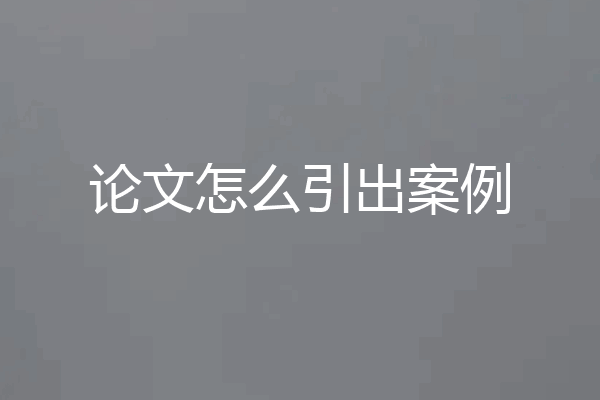 论文怎么引出案例