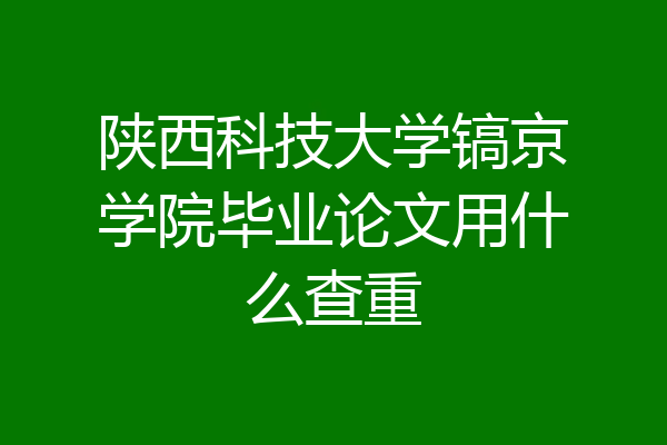 陕西科技大学镐京学院毕业论文用什么查重