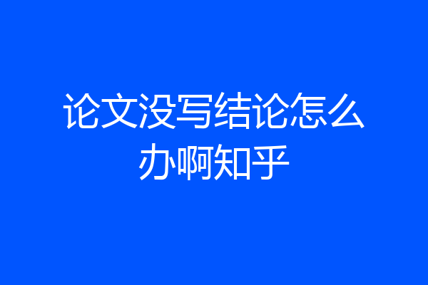 论文没写结论怎么办啊知乎