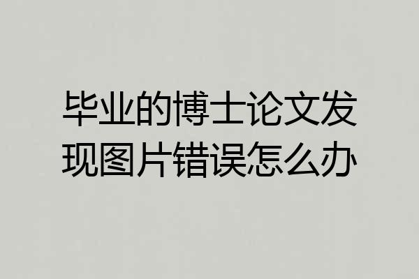 毕业的博士论文发现图片错误怎么办