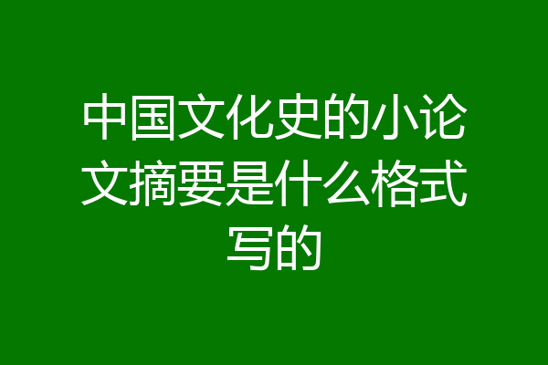 中国文化史的小论文摘要是什么格式写的