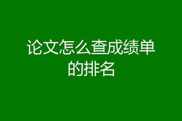 论文怎么查成绩单的排名