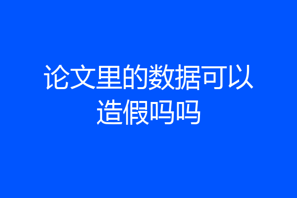 论文里的数据可以造假吗吗
