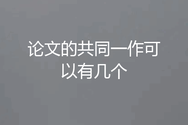 论文的共同一作可以有几个