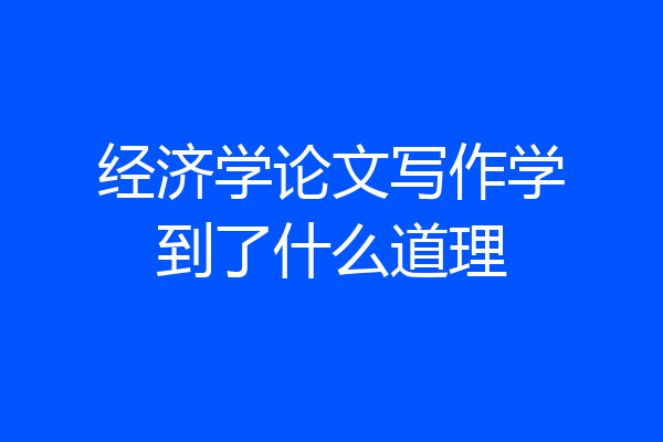 经济学论文写作学到了什么道理