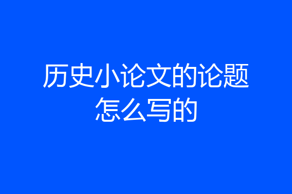 历史小论文的论题怎么写的