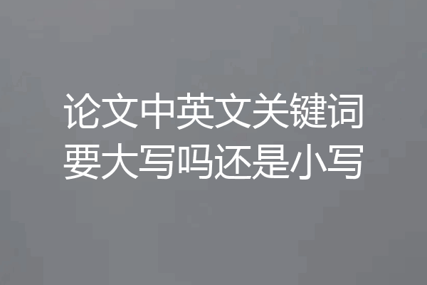 论文中英文关键词要大写吗还是小写