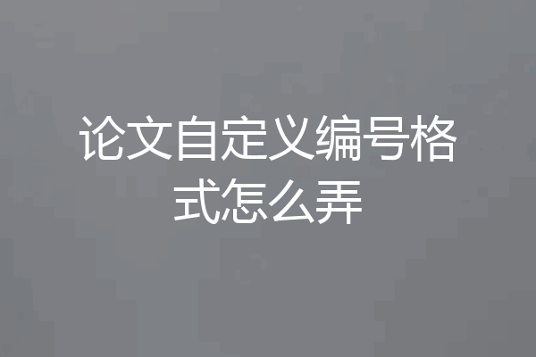 论文自定义编号格式怎么弄