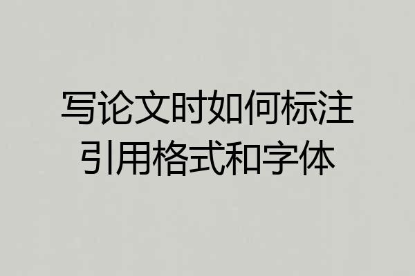 写论文时如何标注引用格式和字体