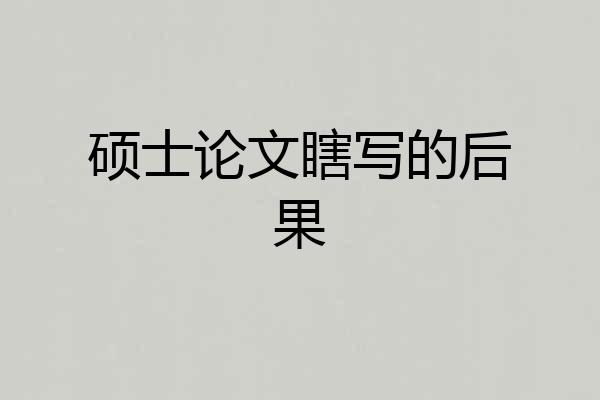 硕士论文瞎写的后果