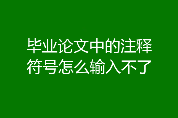 毕业论文中的注释符号怎么输入不了