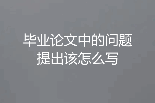 毕业论文中的问题提出该怎么写