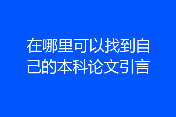 在哪里可以找到自己的本科论文引言