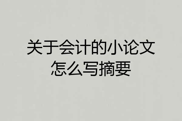 关于会计的小论文怎么写摘要