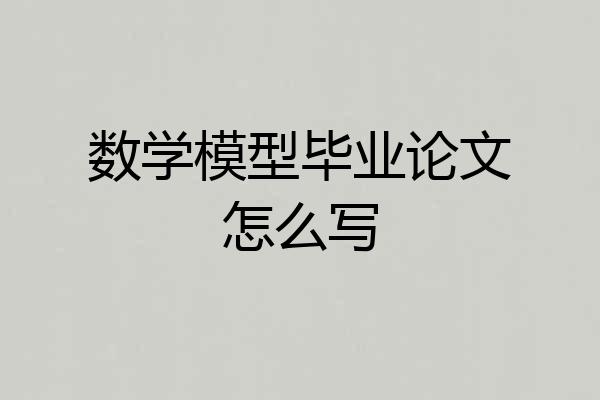 数学模型毕业论文怎么写