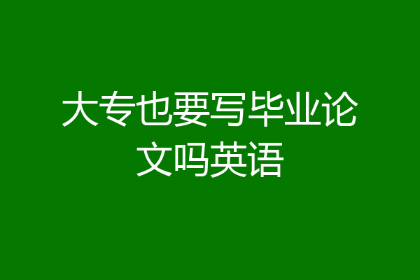 大专也要写毕业论文吗英语