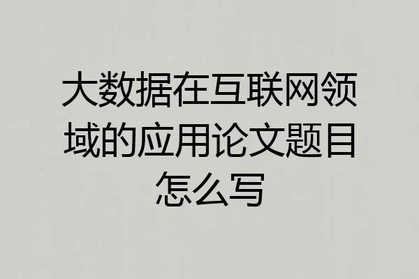 大数据在互联网领域的应用论文题目怎么写