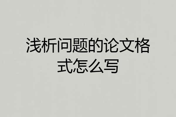 浅析问题的论文格式怎么写