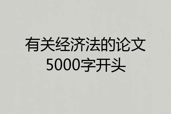 有关经济法的论文5000字开头
