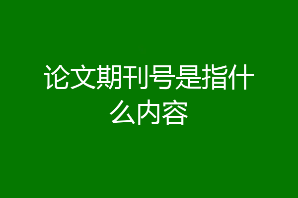 论文期刊号是指什么内容