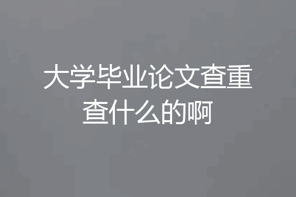 大学毕业论文查重查什么的啊