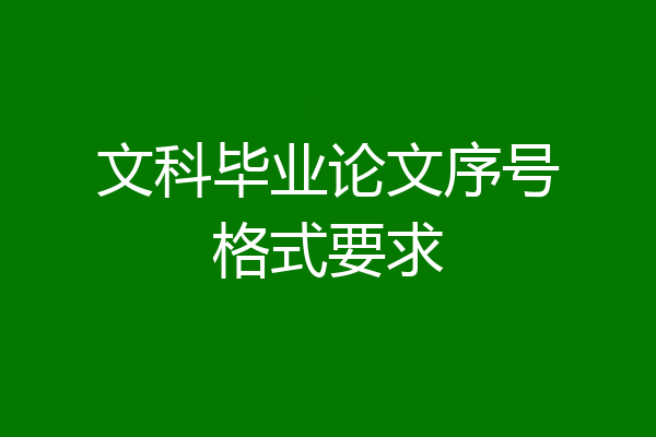 文科毕业论文序号格式要求