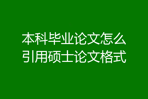 本科毕业论文怎么引用硕士论文格式