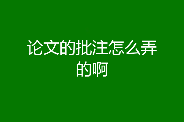 论文的批注怎么弄的啊