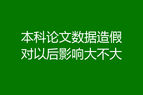 本科论文数据造假对以后影响大不大
