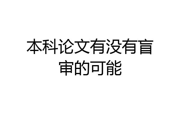 本科论文有没有盲审的可能