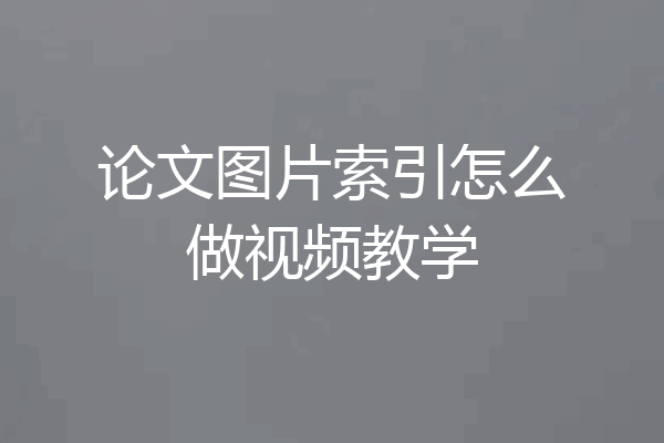 论文图片索引怎么做视频教学