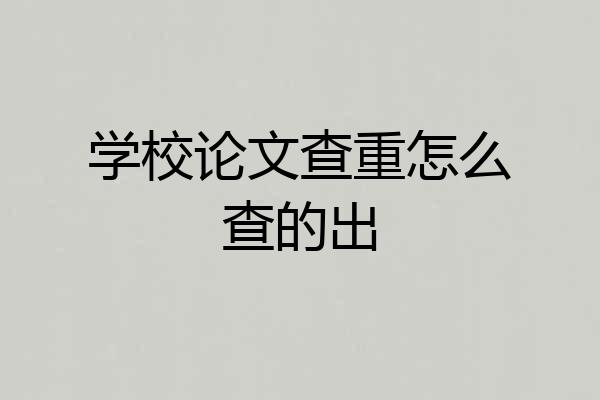 学校论文查重怎么查的出