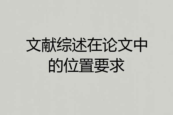 文献综述在论文中的位置要求