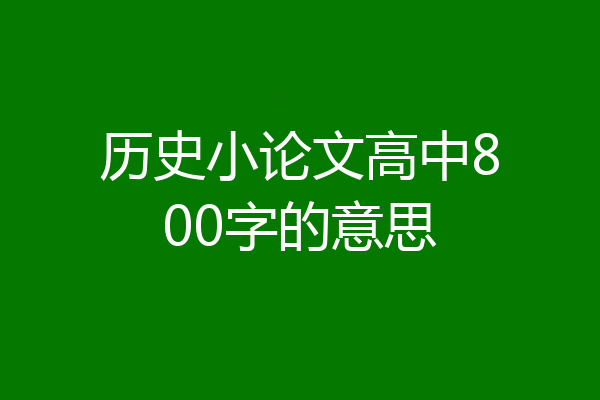历史小论文高中800字的意思